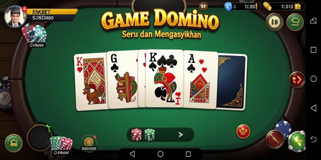 Tampilan gameplay seru dari 55KBET saat bermain Domino.