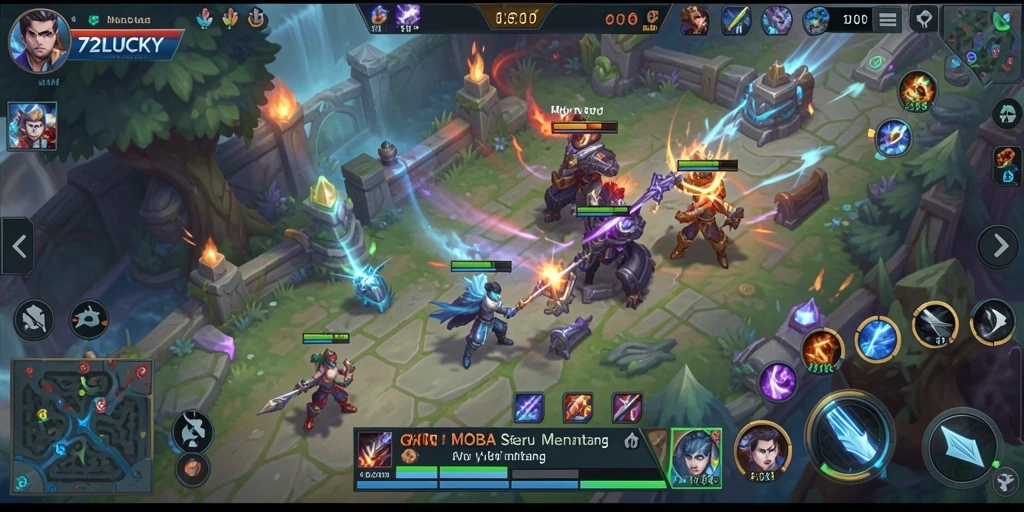 Tampilan gameplay seru di 72LUCKY dengan pertarungan tim.