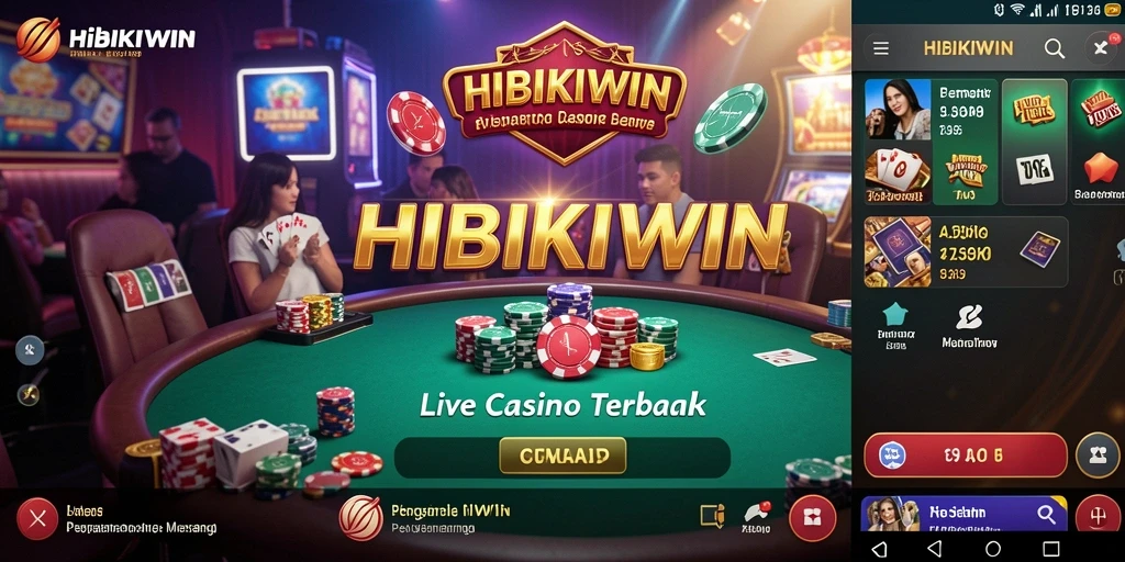 Tampilan gameplay HIBIKIWIN dengan dealer langsung dan suasana kasino nyata.