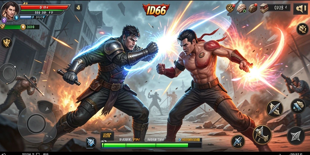 Tampilan gameplay seru dari ID66, pertarungan yang mendebarkan.
