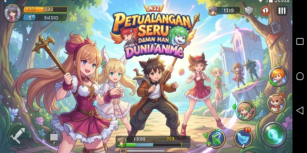 Tampilan gameplay N32 yang memukau dalam dunia anime.