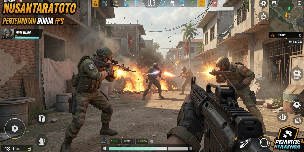 Gameplay seru NUSANTARATOTO dengan aksi tembak-menembak intens.