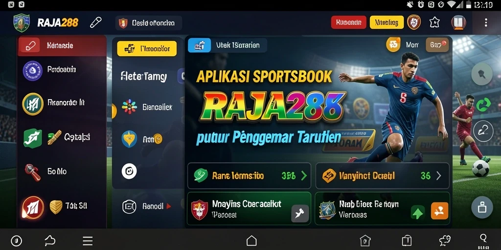 Tampilan aplikasi RAJA288 dengan informasi taruhan yang lengkap.