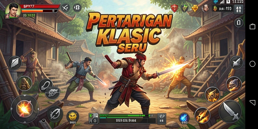 Tangkapan layar gameplay SPY77 menampilkan aksi pertarungan yang intens.